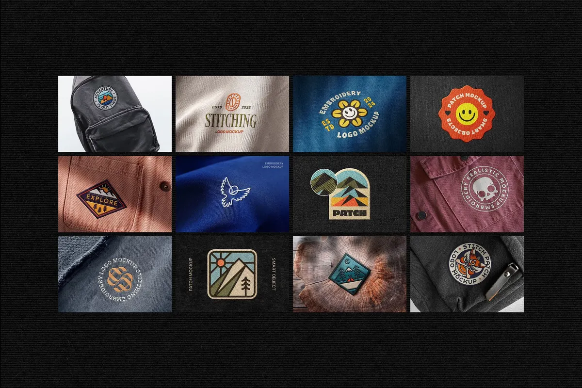 Embroidery Mockups: 12-in-1 Bundle