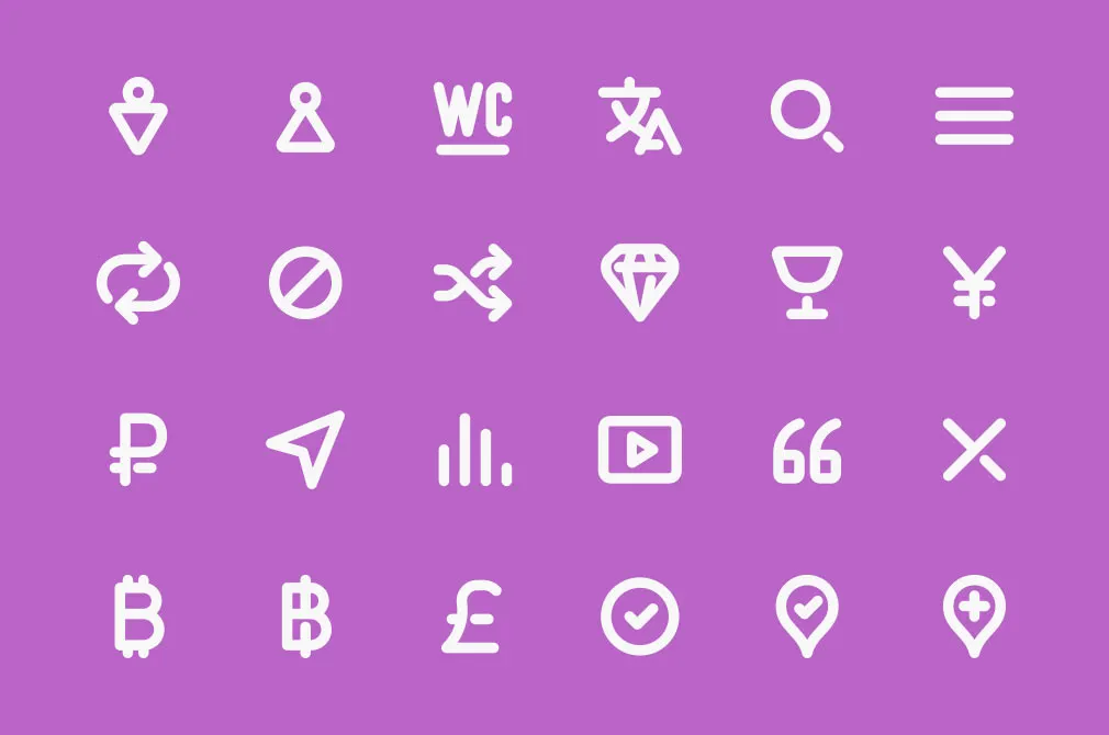 100 Bold Purple Line Icons