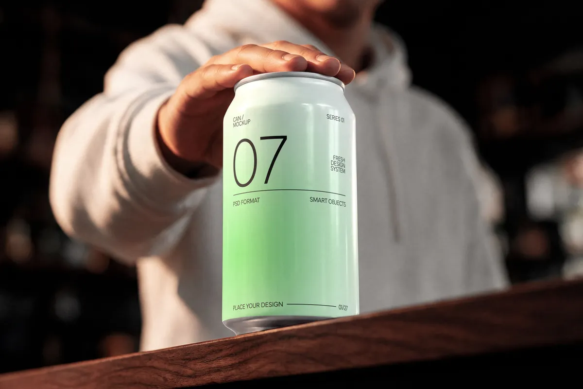 Close-Up Soda Can Mockup