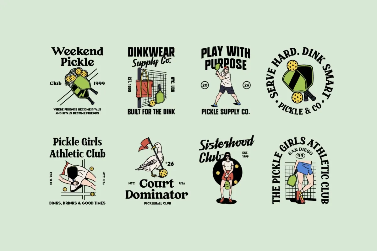 Retro Pickleball Graphic Pack