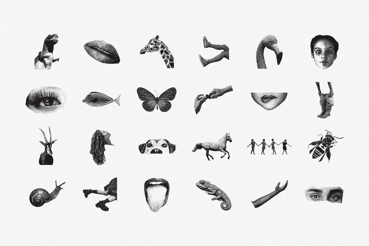 144 Dithering Bitmap Vector Shapes