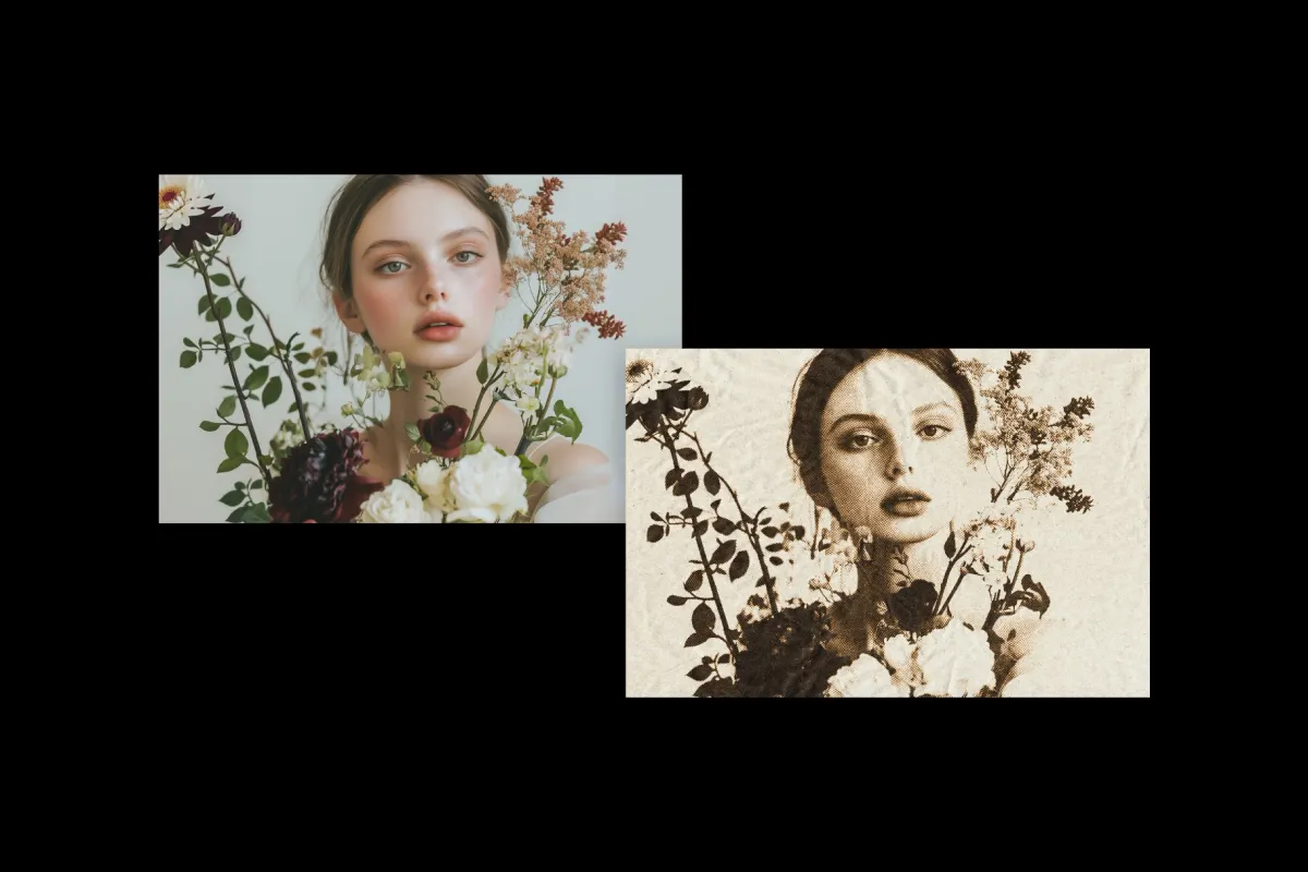 Halftone Paper Photo Effect