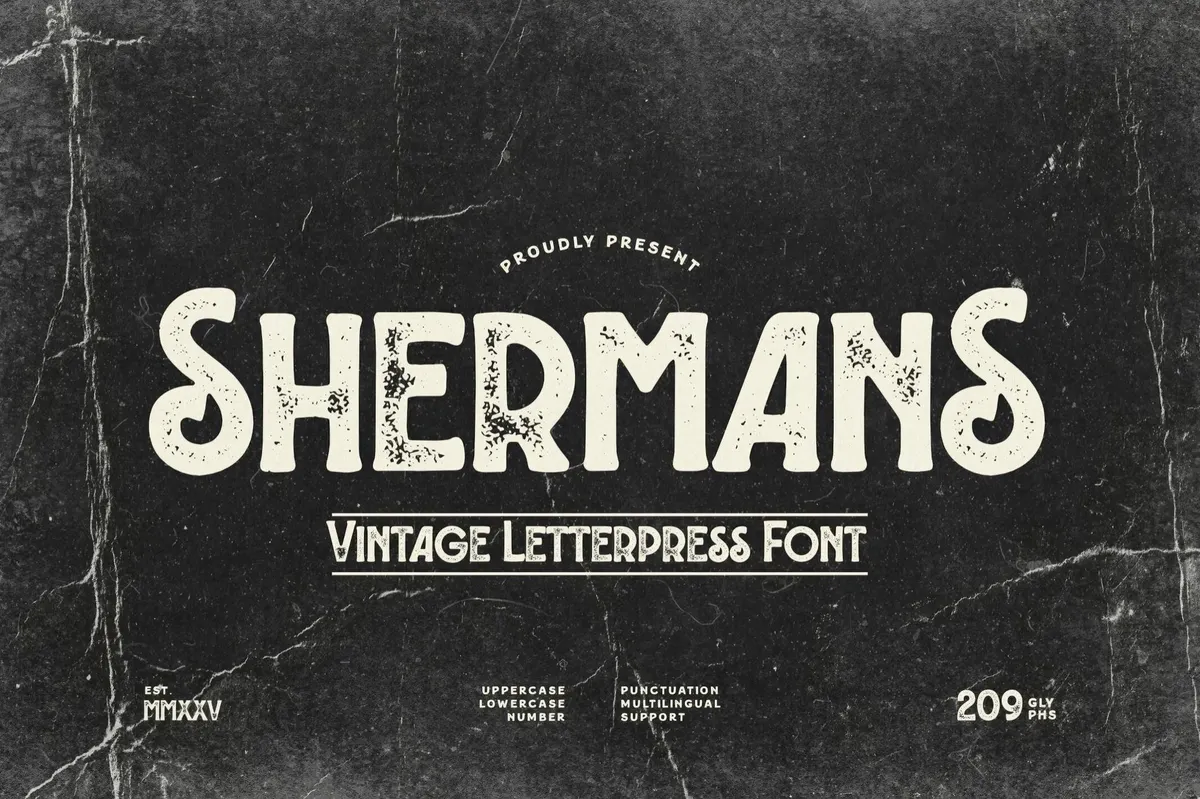 Shermans Vintage Letterpress Font