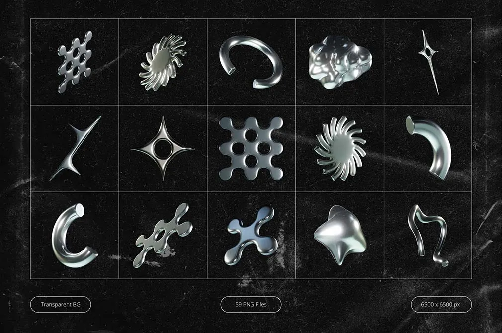 3D Futuristic Chrome Shapes