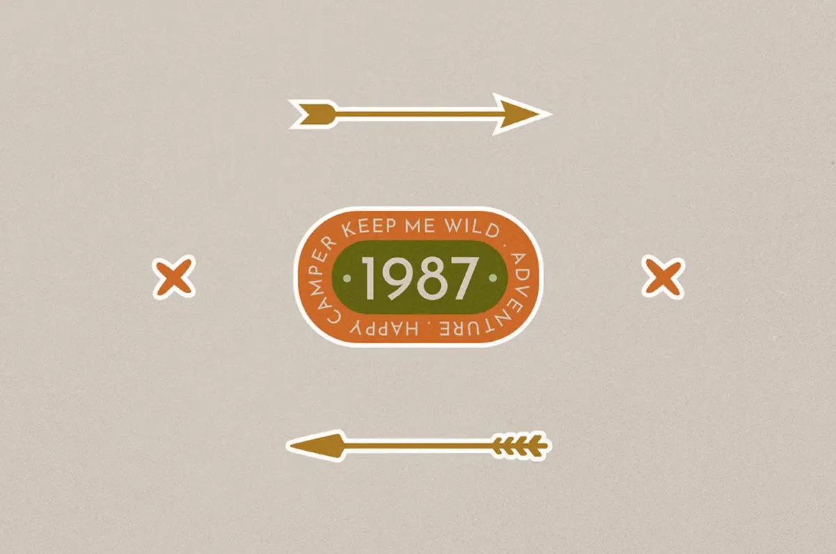 40 Retro Camp Stickers