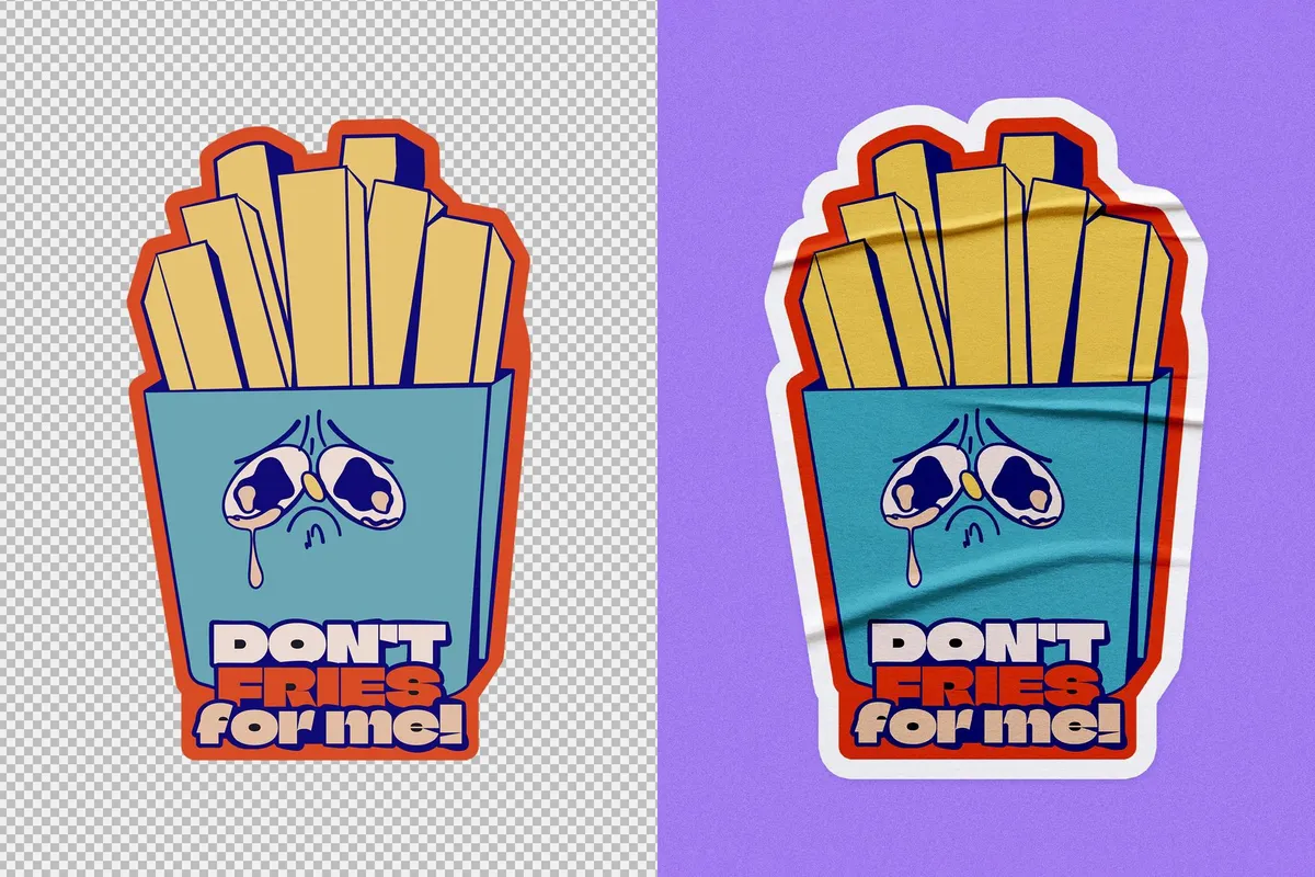 Crumpled Sticker Mockup