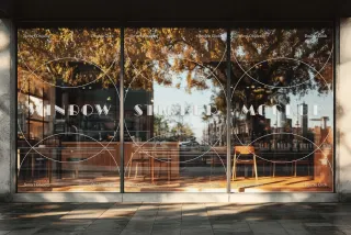 Café Storefront Window Decal Mockup