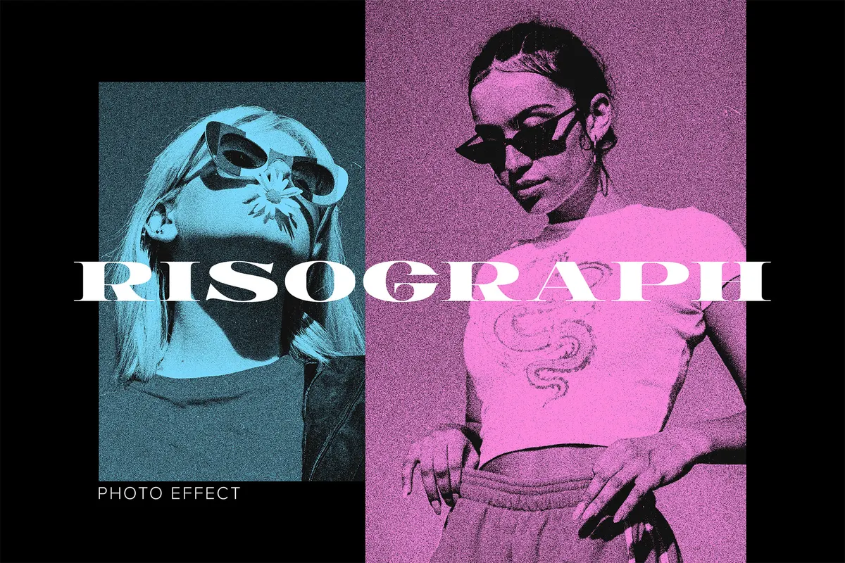 Old Risograph Poster Photo Effect