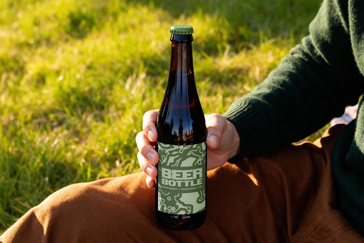 Beer Bottle Mockup in Hand