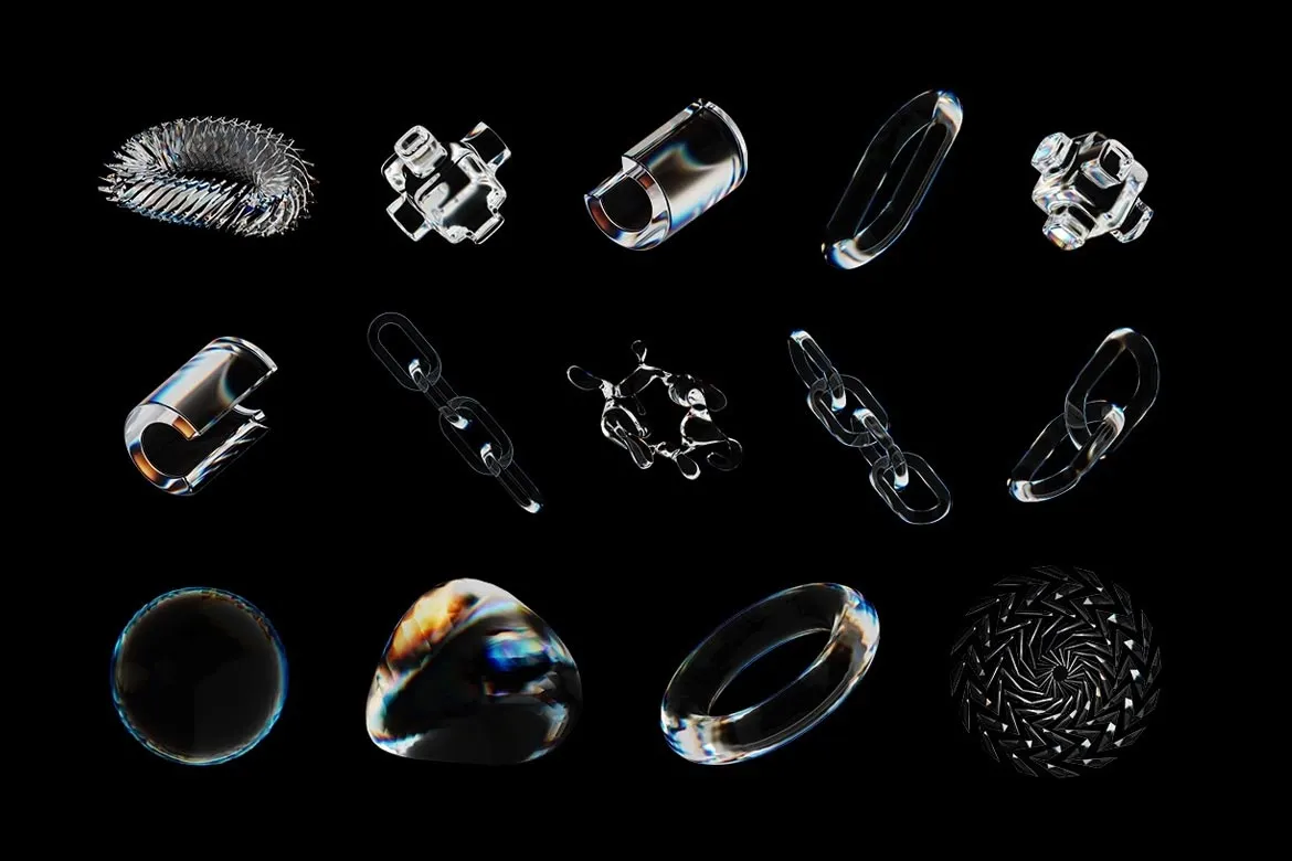 3D Abstract Shapes Glass Dispersion