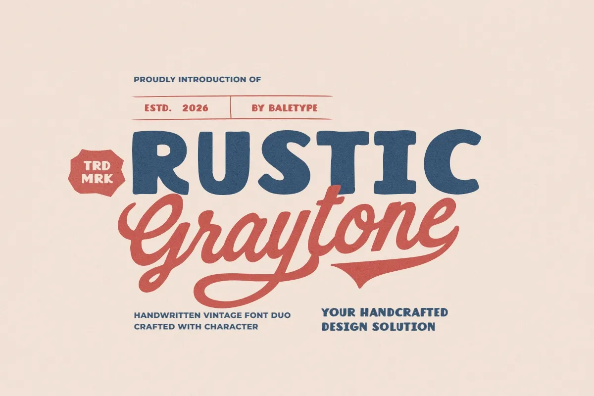 Rustic Graytone – Retro Script and Sans Font Duo