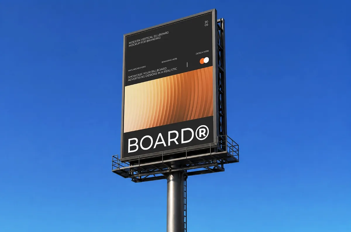 Outdoor Vertical Billboard Mockup