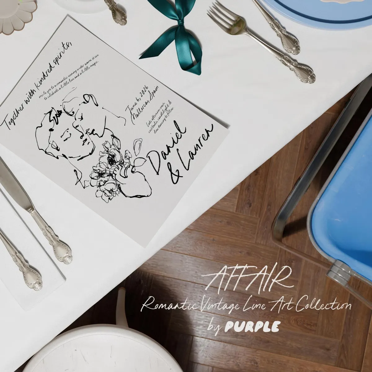 Affair: Romantic Vintage Line Art