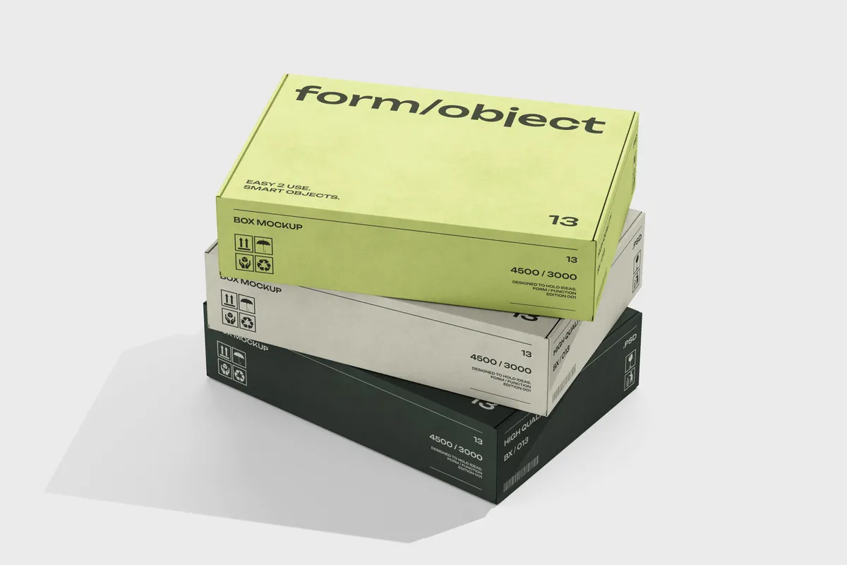 Three Flat Boxes Mockup