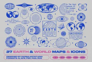 27 Earth & World Maps & Icons