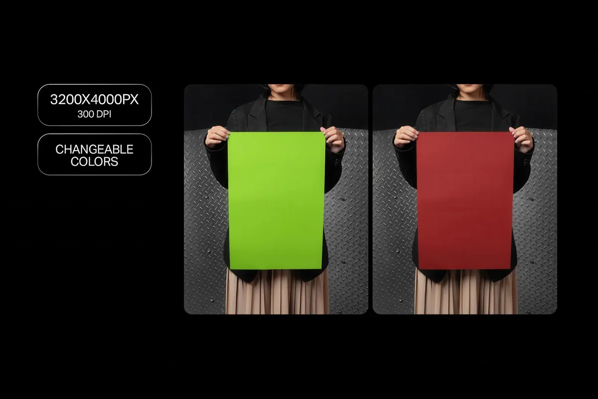Woman Holding A3 Poster Mockup