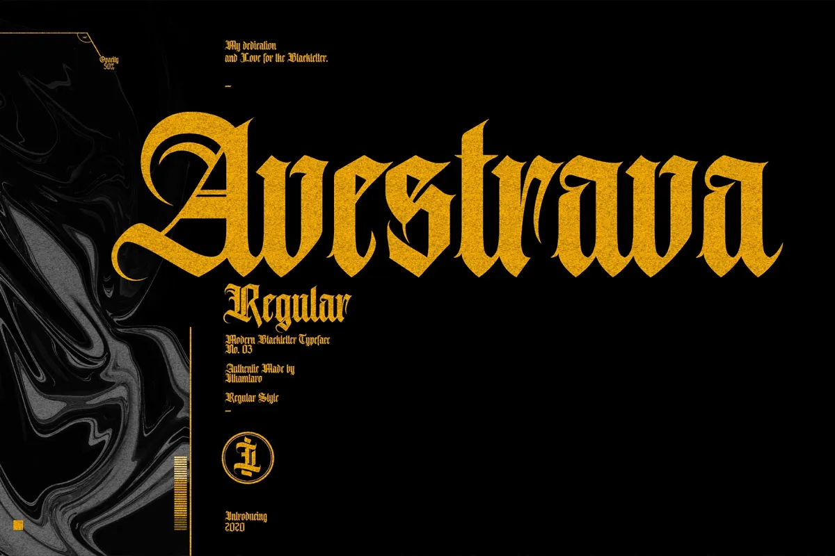 Avestrava - Ornamental Blackletter Font