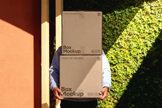Cardboard Delivery Boxes Mockup in Hands
