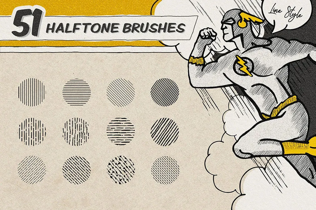 Vintage Comics: Halftone Photoshop Brushes