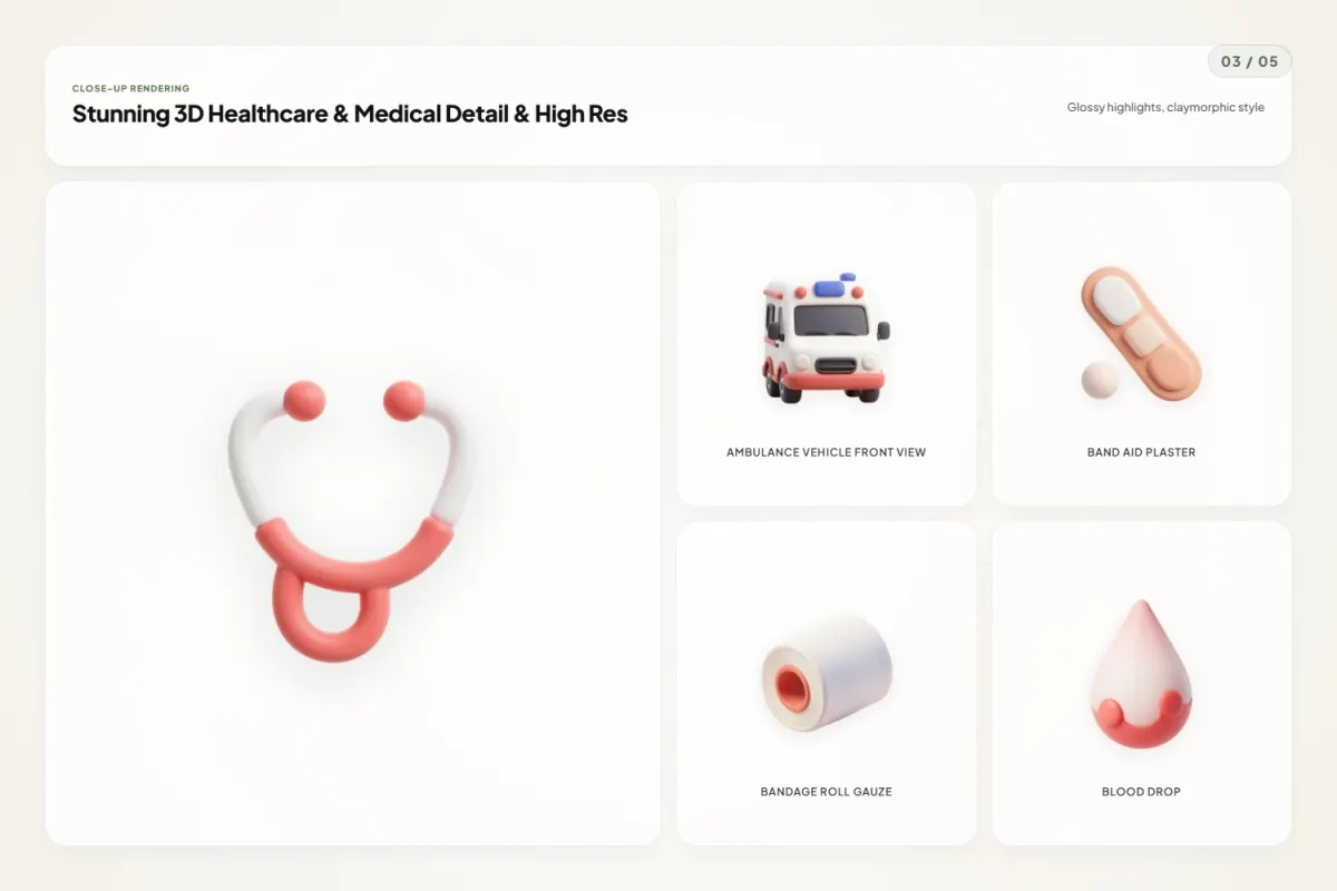Health & Medical Claymorphic 3D Icons