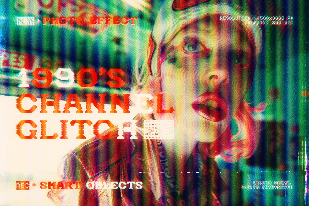 1990s Channel Glitch Photo Effect