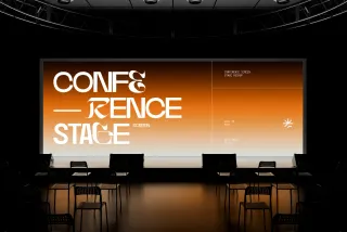 Wide Conference Stage Screen Mockup