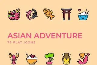 Asian Adventure Flat Icons