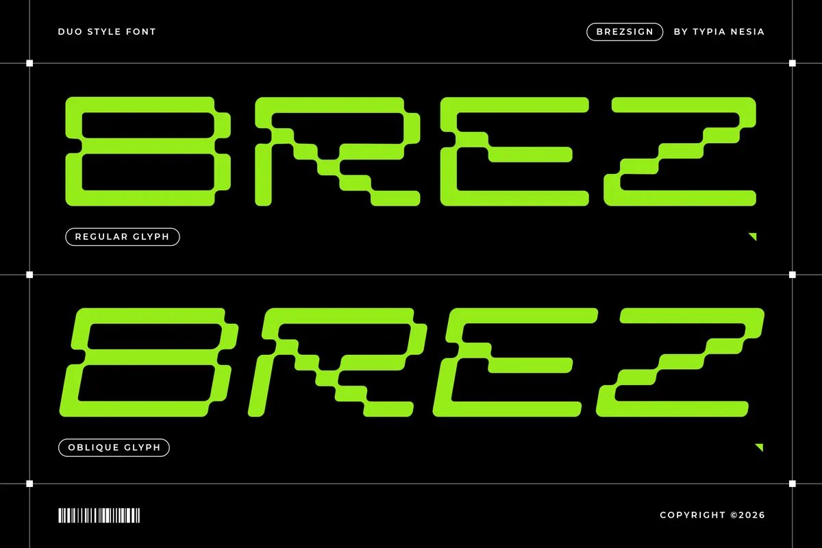 Brezsign - Futuristic Pixel Sans Font
