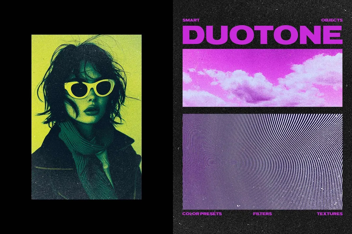Retro Grainy Duotone Poster Effect