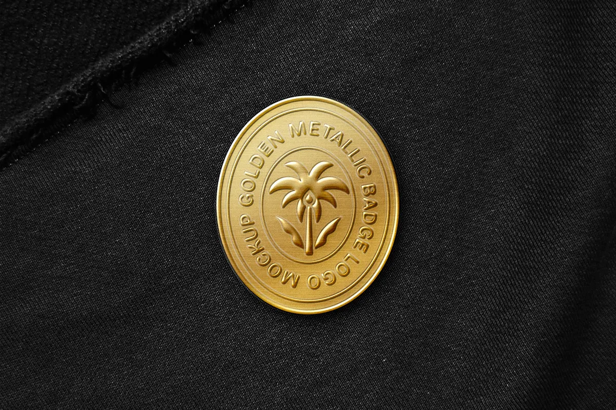 Gold Embossed Pin Logo Mockup