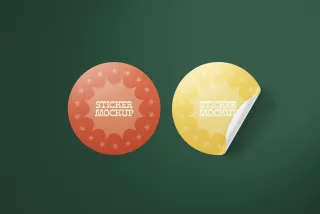 Round Plastic Stickers Mockup Duo
