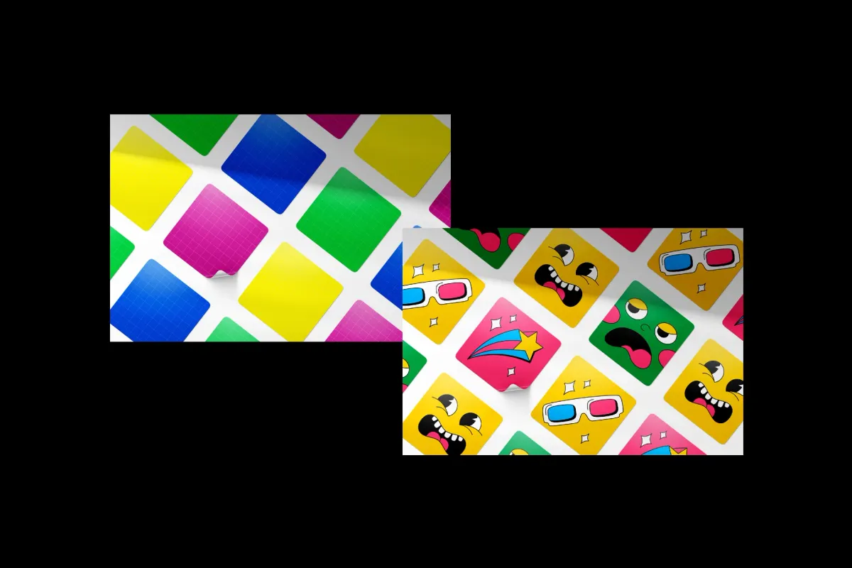 Square Vinyl Sticker Mockups