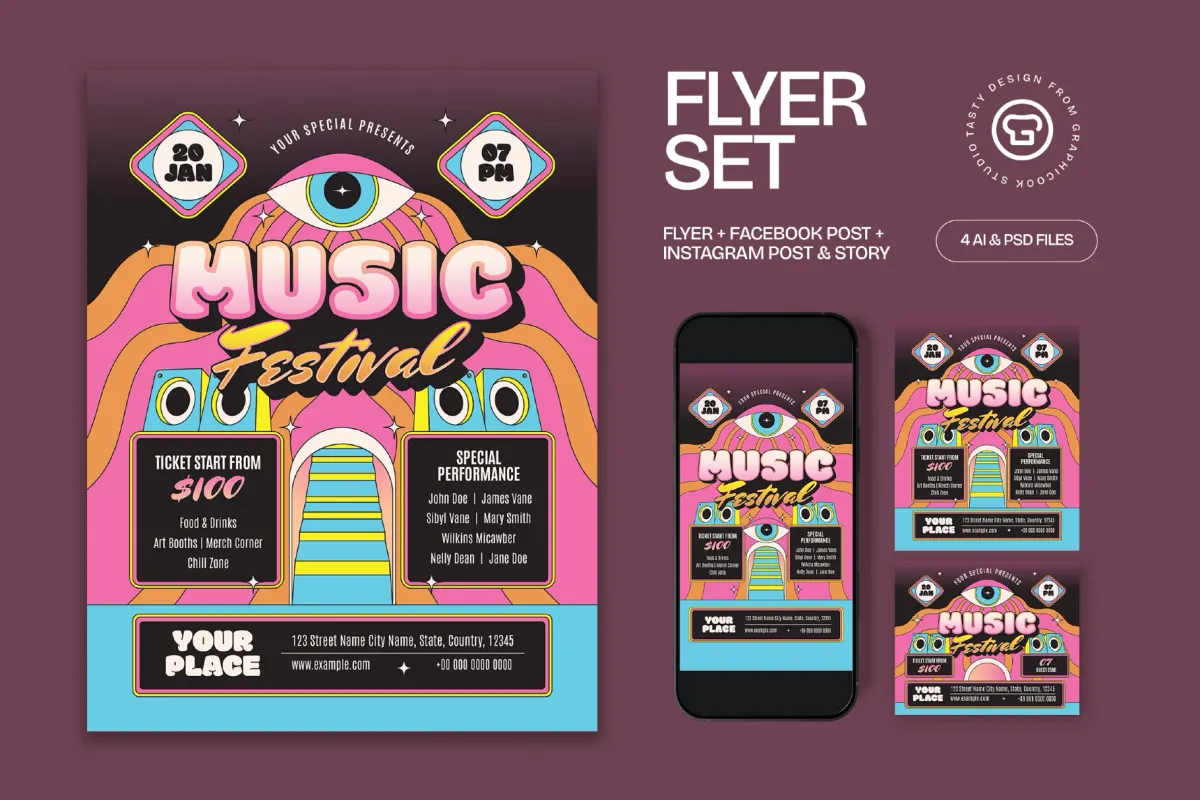 Magenta Psychedelic Music Festival Flyer