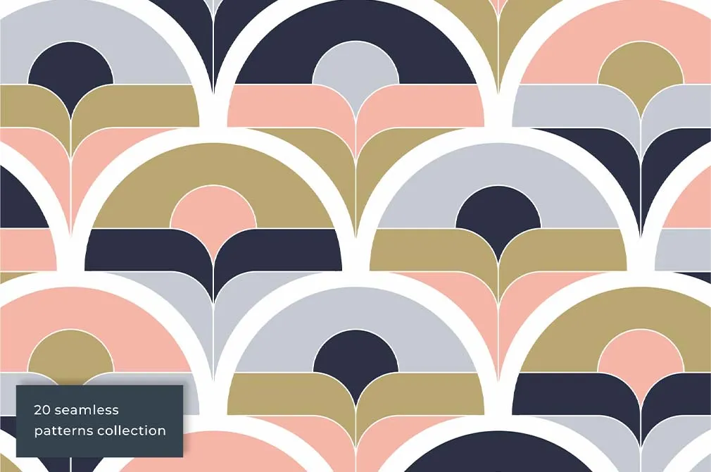 Retro Fish Scale Seamless Patterns