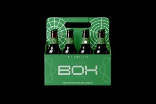 Beer Box Mockup with Four Bottles