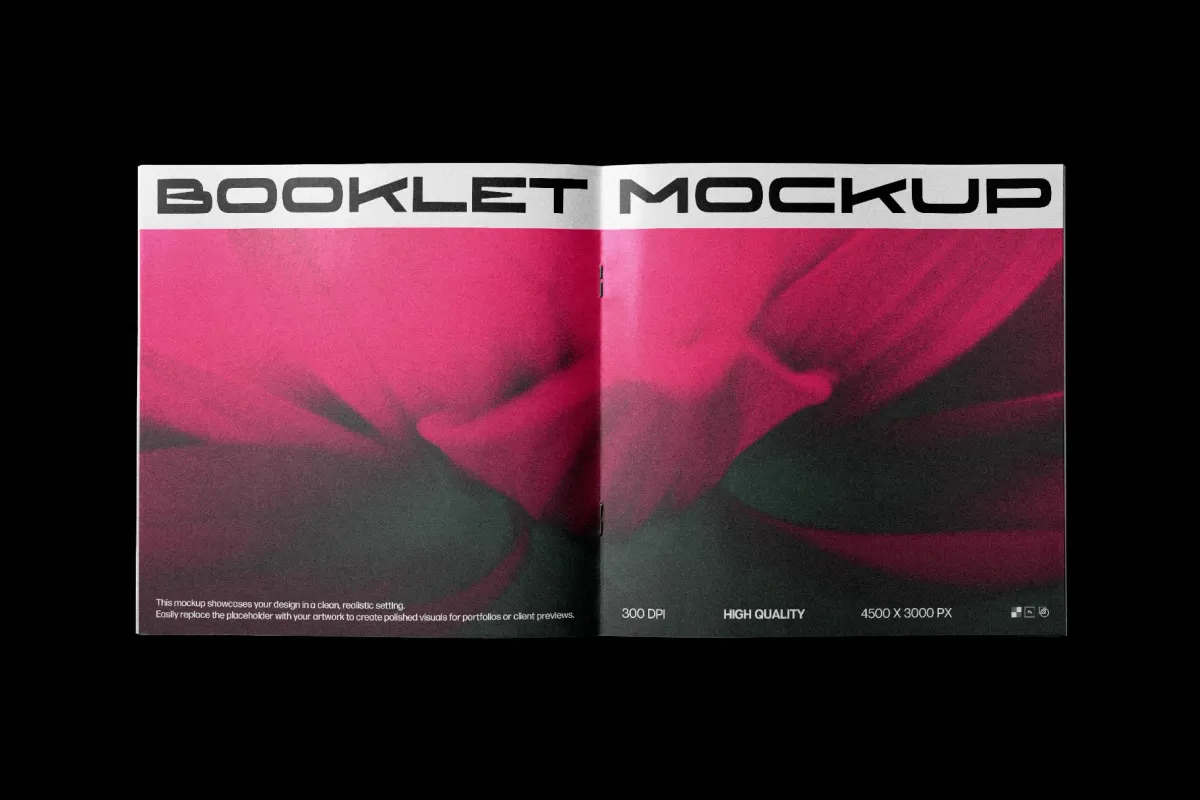 Saddle-Stitched Square Booklet Mockup
