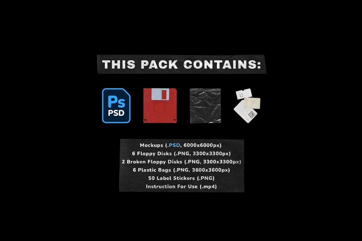 Floppy Disk Cover Mockup Pack