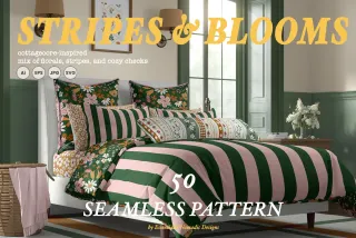 Floral Stripes Plaid Seamless Patterns