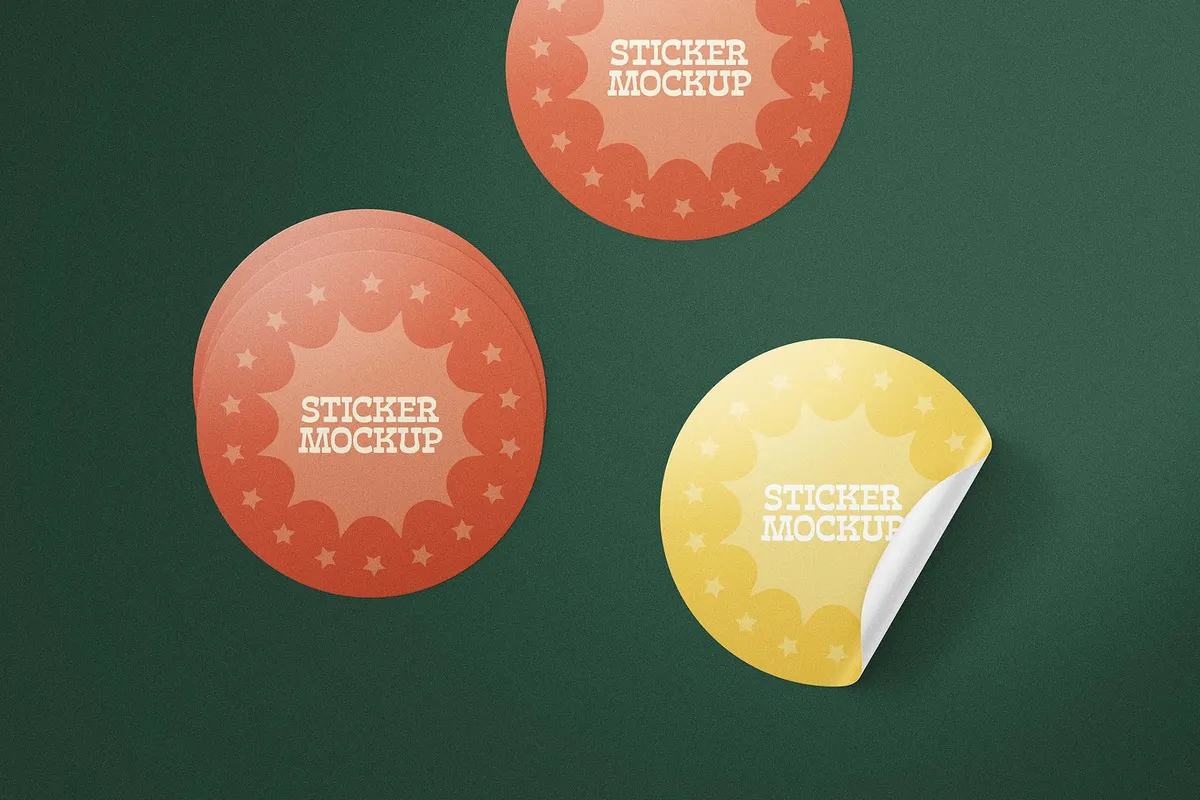 Round Stickers Mockup
