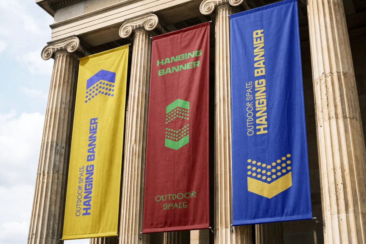 Outdoor Hanging Banners Mockup
