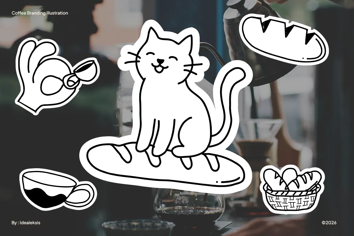 Cafe Sticker Illustrations