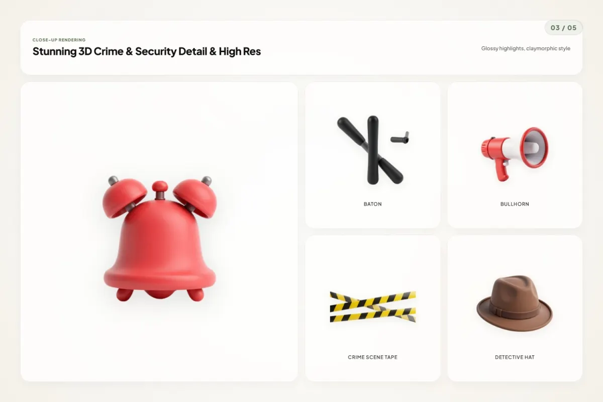 3D Crime & Security Icons