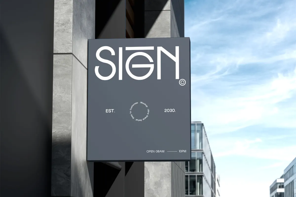 Outdoor Square Hanging Signboard Mockup