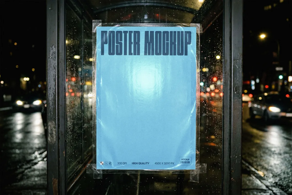 Rainy Street Poster Mockup