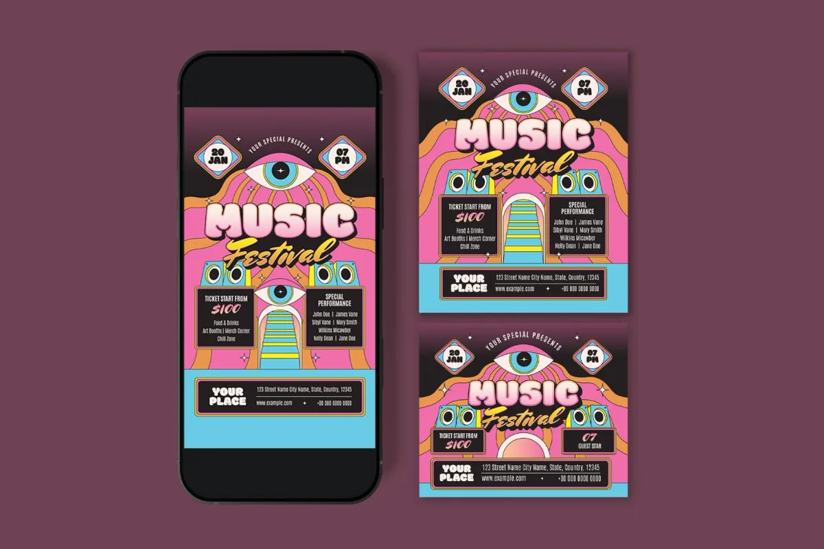 Magenta Psychedelic Music Festival Flyer