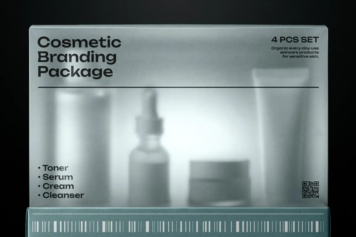 Plastic Skincare Cosmetic Box Branding Mockup