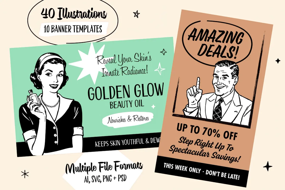 Retro Ad Graphics & Templates