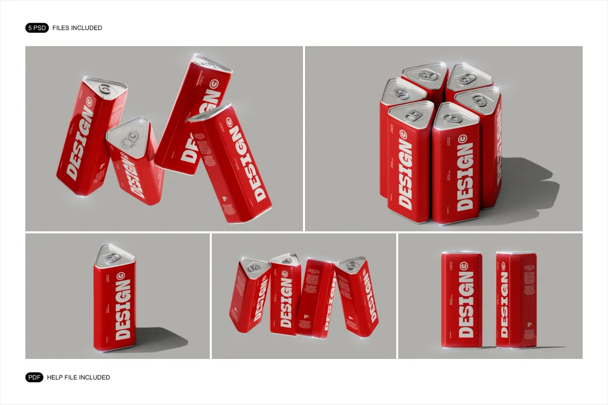 Triangular Can Mockup Bundle