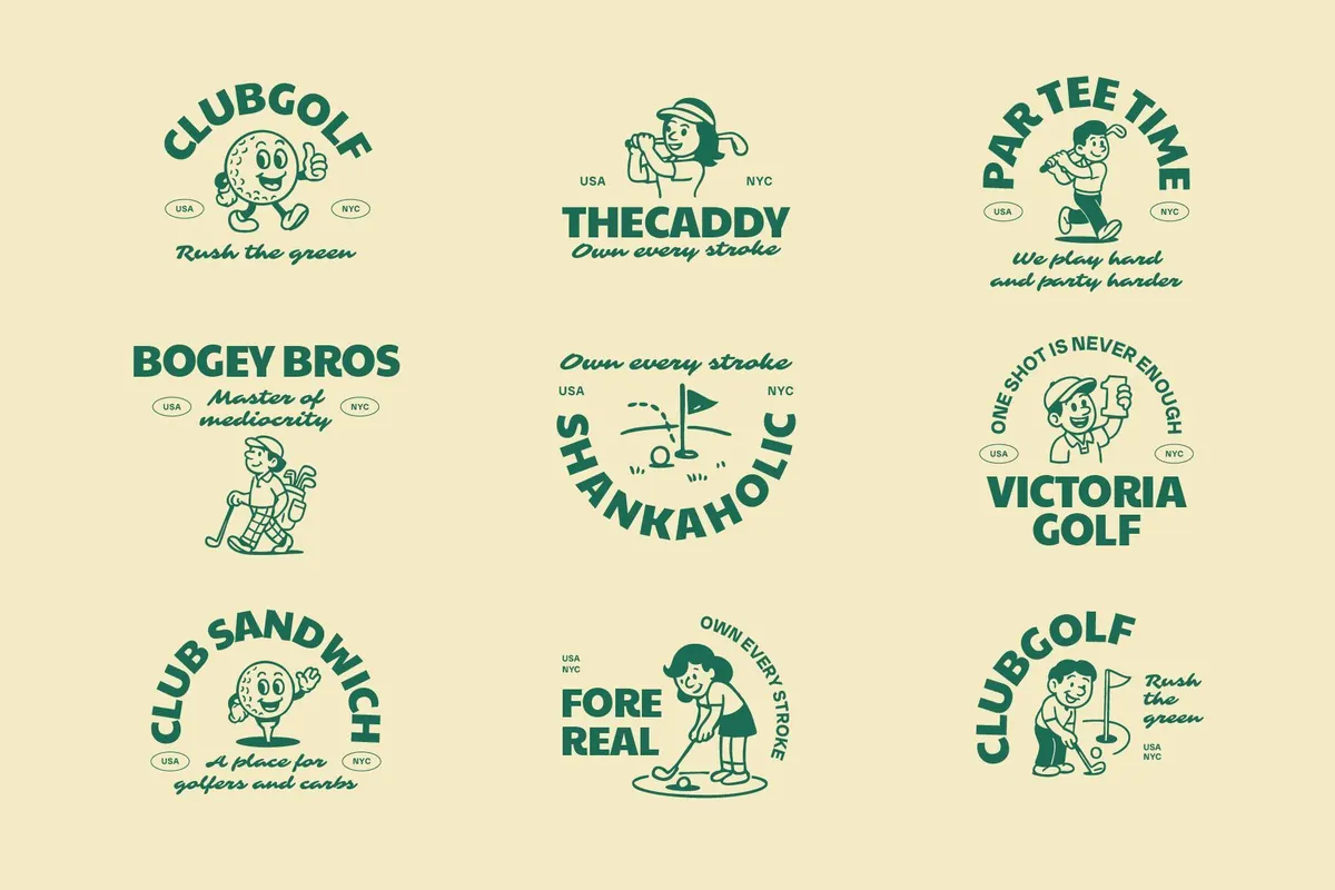 Retro Golf Mascot Illustrations