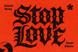 Colored Stamp Bleed Text Effect